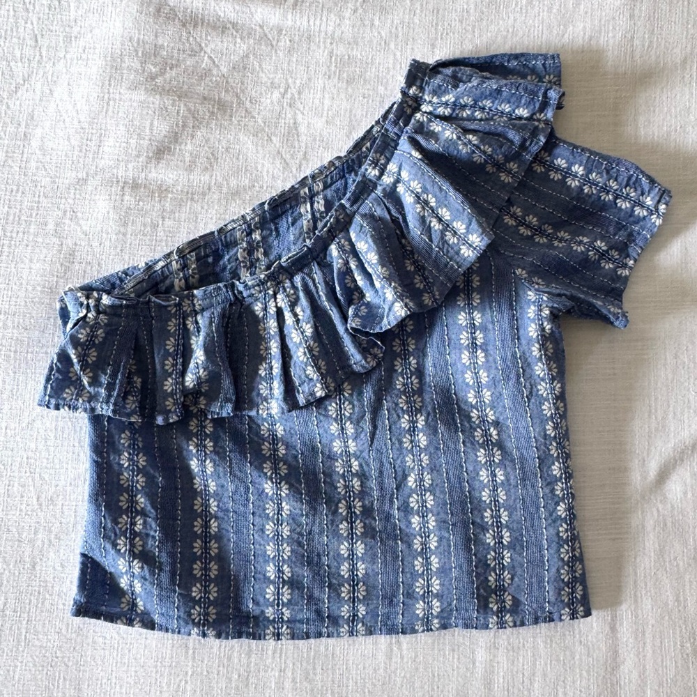 Splendid One Shoulder Ruffle Top - Medium - Picture 3 of 7